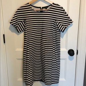Jcrew black and white striped tee dress